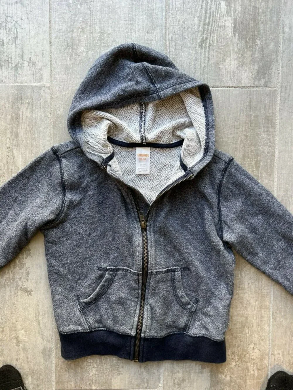GYMBOREE Full Zip Up Hoodie Sweatshirt French Terry Denim Blue XS 4 Boys Toddler